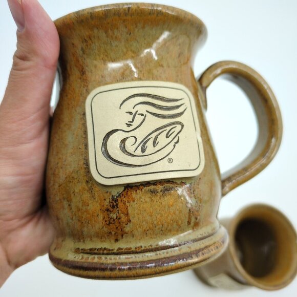 Set of 2 Panera Mugs Handcrafted Tan Ceramic Made in USA Coffee Cup 4.5” Tall - Picture 5 of 7